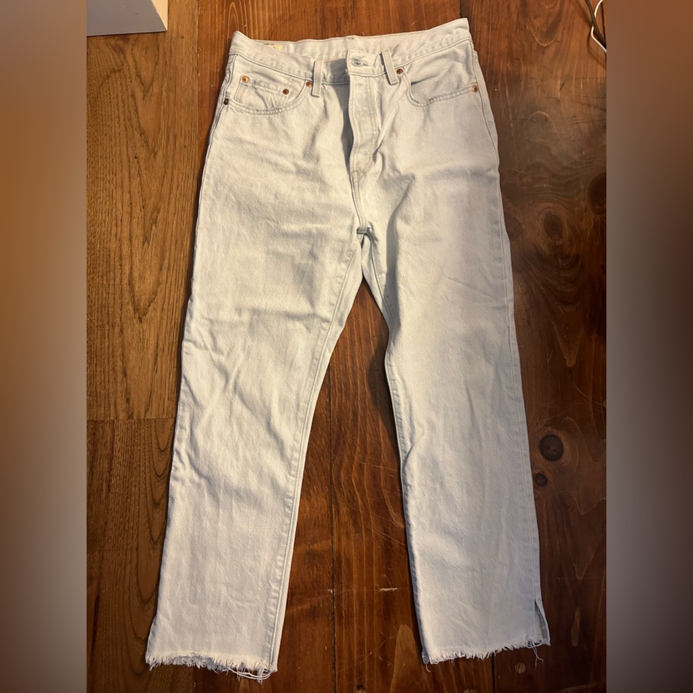 Levi's® 501® High Rise Raw Crop Straight Leg Jeans (Right Turn) Size 29 x 26